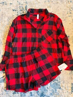 Auden Red and Black Buffalo Plaid Two-Piece Pajama Set